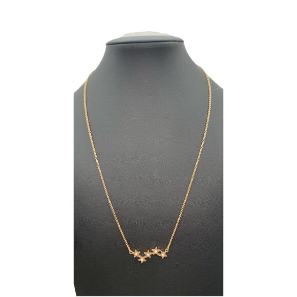 Dainty Gold Tone Star Celestial & Clear Rhinestone Necklace - Picture 1 of 5